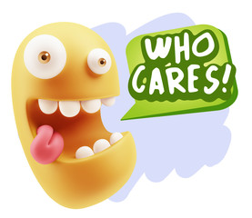 3d Illustration Laughing Character Emoji Expression saying Who C