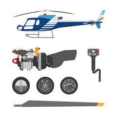 Repair and maintenance of the helicopter. Set of parts of helico