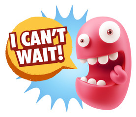 3d Rendering Smile Character Emoticon Expression saying I Can't