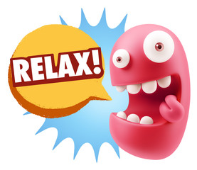Obraz premium 3d Rendering Smile Character Emoticon Expression saying Relax wi