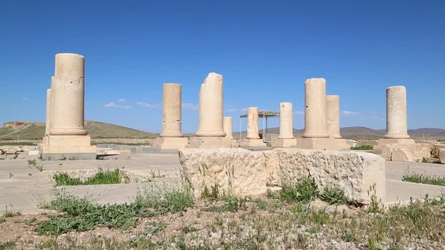  in iran   pasargad the old construction  temple and grave column