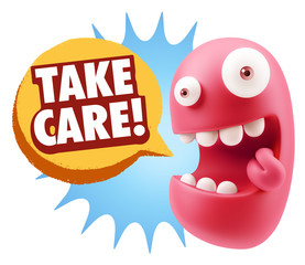 3d Illustration Laughing Character Emoji Expression saying Take