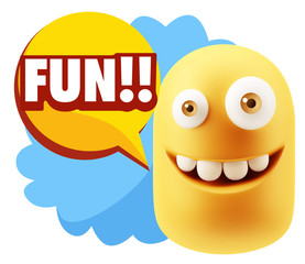 3d Illustration Laughing Character Emoji Expression saying Fun w