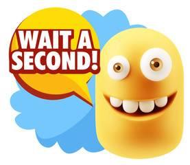 3d Illustration Laughing Character Emoji Expression saying Wait