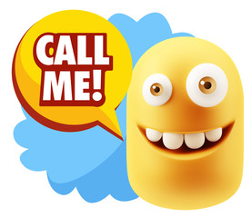 3d Illustration Laughing Character Emoji Expression saying Call