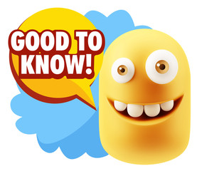 3d Illustration Laughing Character Emoji Expression saying Good