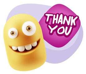 3d Illustration Laughing Character Emoji Expression saying Thank