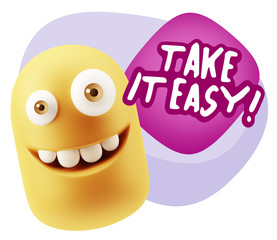 3d Illustration Laughing Character Emoji Expression saying Take