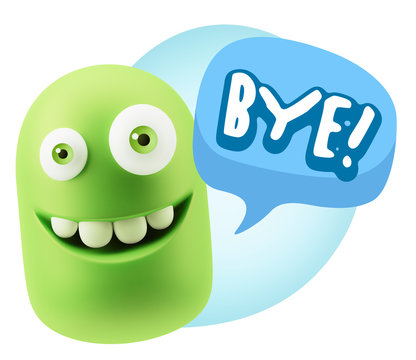 3d Illustration Laughing Character Emoji Expression saying Bye w