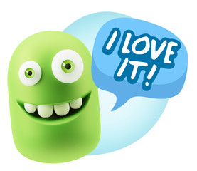 Obraz premium 3d Rendering Smile Character Emoticon Expression saying I Love I