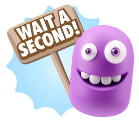 3d Illustration Laughing Character Emoji Expression saying Wait