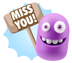 3d Illustration Laughing Character Emoji Expression saying Miss