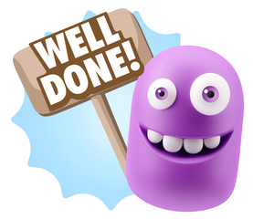 Obraz premium 3d Rendering Smile Character Emoticon Expression saying Well Don