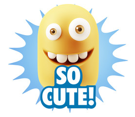 3d Illustration Laughing Character Emoji Expression saying So Cu