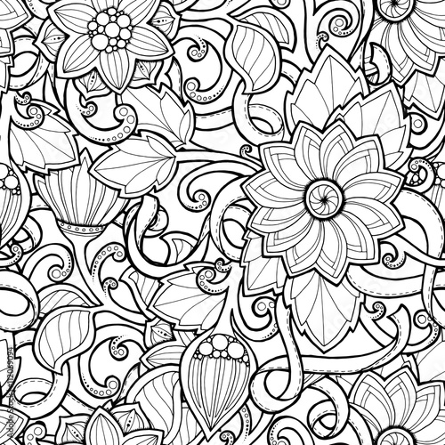  Doodle seamless background in vector with doodles 