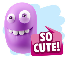 Obraz premium 3d Illustration Laughing Character Emoji Expression saying So Cu