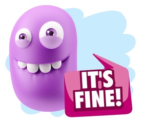 3d Illustration Laughing Character Emoji Expression saying It's