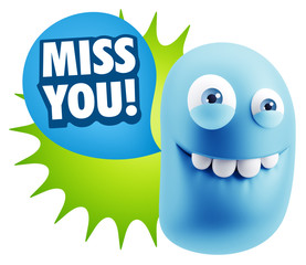 3d Illustration Laughing Character Emoji Expression saying Miss