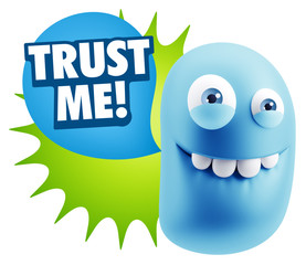 3d Illustration Laughing Character Emoji Expression saying Trust