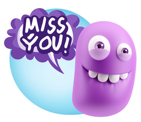 3d Illustration Laughing Character Emoji Expression saying Miss