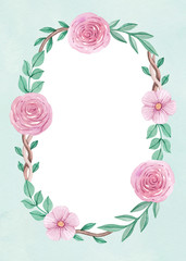 Watercolor floral wreath. Perfect for greeting cards or invitati