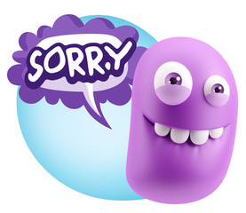3d Illustration Laughing Character Emoji Expression saying Sorry