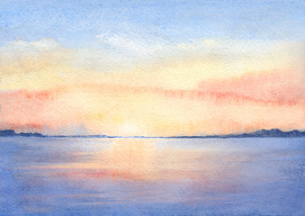 Watercolor illustration of a sunset - 112070026
