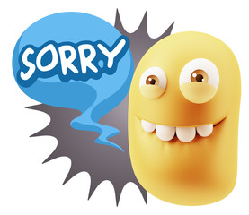 3d Illustration Laughing Character Emoji Expression saying Sorry