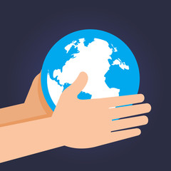 Hand Holding And Guarding Planet earth