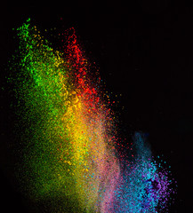 Freeze motion of colored dust explosion. - obrazy, fototapety, plakaty