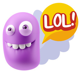 3d Illustration Laughing Character Emoji Expression saying Lol w