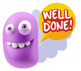 3d Rendering Smile Character Emoticon Expression saying Well Don