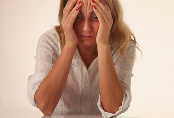 Troubled womant. Close up portrait.