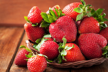 Fresh red wet strawberry