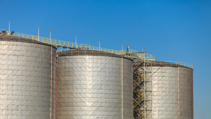 Silo in morning harbour.