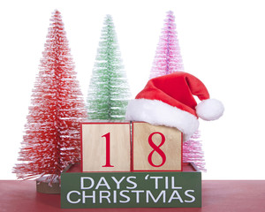 Festive colorful pine trees Count down to Christmas, 18 days til Christmas