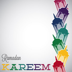 Lantern "Ramadan Kareem" (Generous Ramadan) card in vector format.