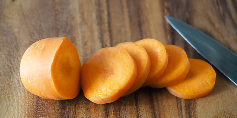 Sliced Carrot with Knife