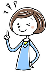 イラスト素材：若い女性　チェックポイント
