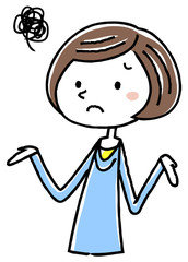 イラスト素材：若い女性　困る
