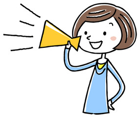 イラスト素材：若い女性　応援
