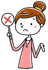 イラスト素材：若い女性　回答　不正解
