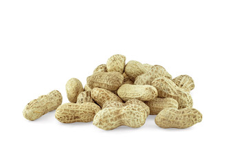 Composition from nuts on the white isolated background