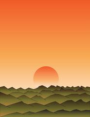 Fototapeta na wymiar sunset with mountains
