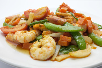 Stir fried mixed vegetable and shrimp