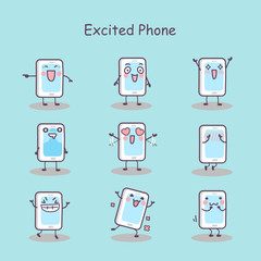 Excited cartoon smart phone