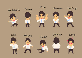 Set of businessman characters ; vector illustration