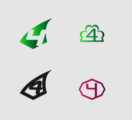Abstract icons for number 4 logo
