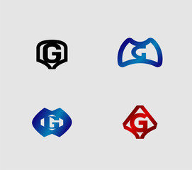 Abstract Letter g Icon set, collection
