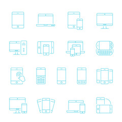 Thin lines icon set - responsive devices